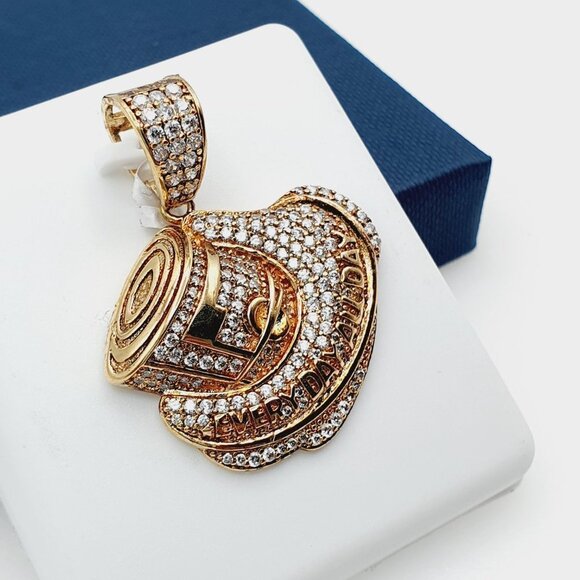 "14K Gold Plated Cubic Zircon Pendant, INUS1BR217 - Picture 3 of 9